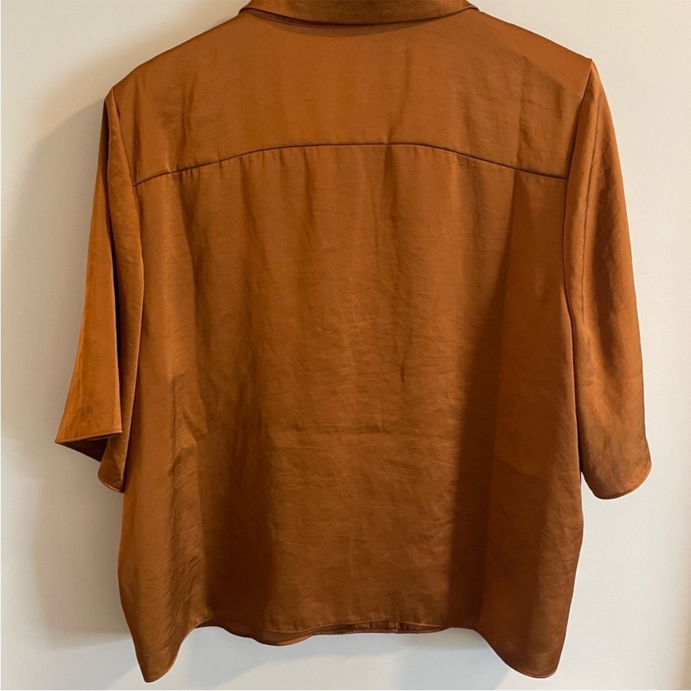 WILFRED Satin Button Down Blouse Terracotta Ginger XL - Picture 2 of 3
